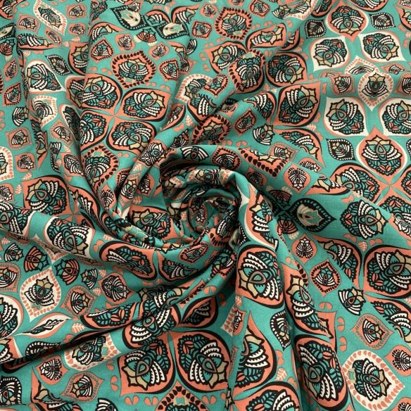 Tecido Viscose Estampada Abs Verde Água • Luema Tecidos