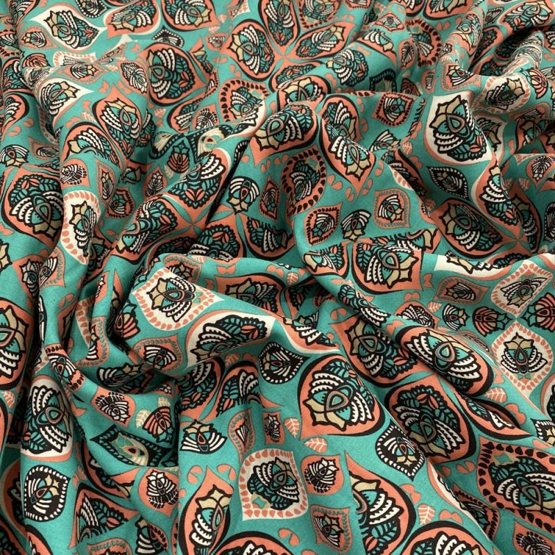 Tecido Viscose Estampada Abs Verde Água • Luema Tecidos