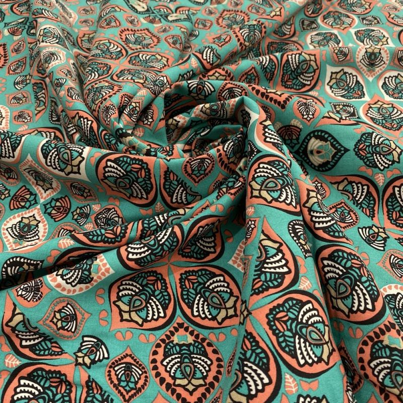 Tecido Viscose Estampada Abs Verde Água • Luema Tecidos