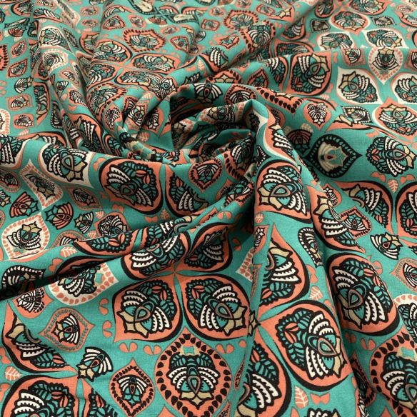 Tecido Viscose Estampada Abs Verde Água • Luema Tecidos