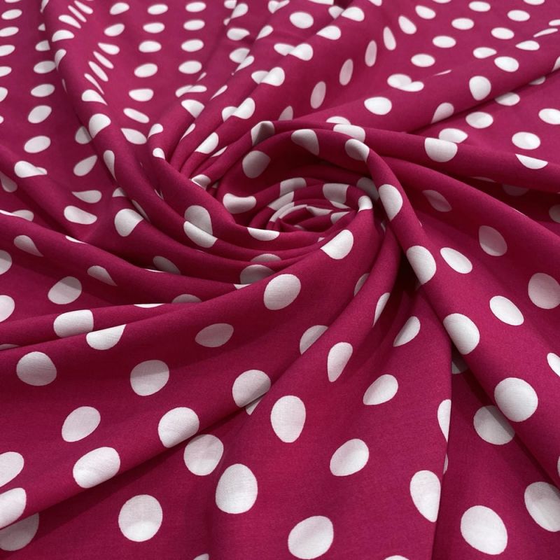 Tecido Viscose Estampada Poá Médio Pink e Branco • Luema Tecidos Tecido Viscose Estampada Poá Médio Pink e Branco • Luema Tecidos