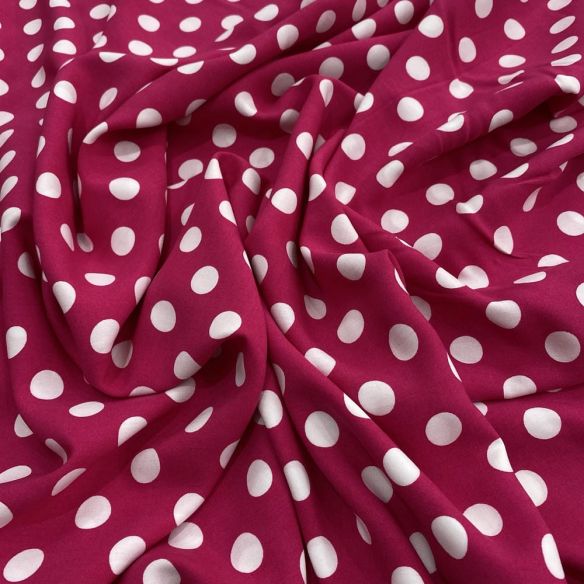 Tecido Viscose Estampada Poá Médio Pink e Branco • Luema Tecidos Tecido Viscose Estampada Poá Médio Pink e Branco • Luema Tecidos