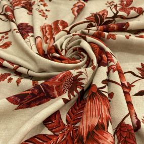 Tecido Viscose Estampada Floral Vermelho Fundo Bege Tecido Viscose Estampada Floral Vermelho Fundo Bege • Luema Tecidos 2