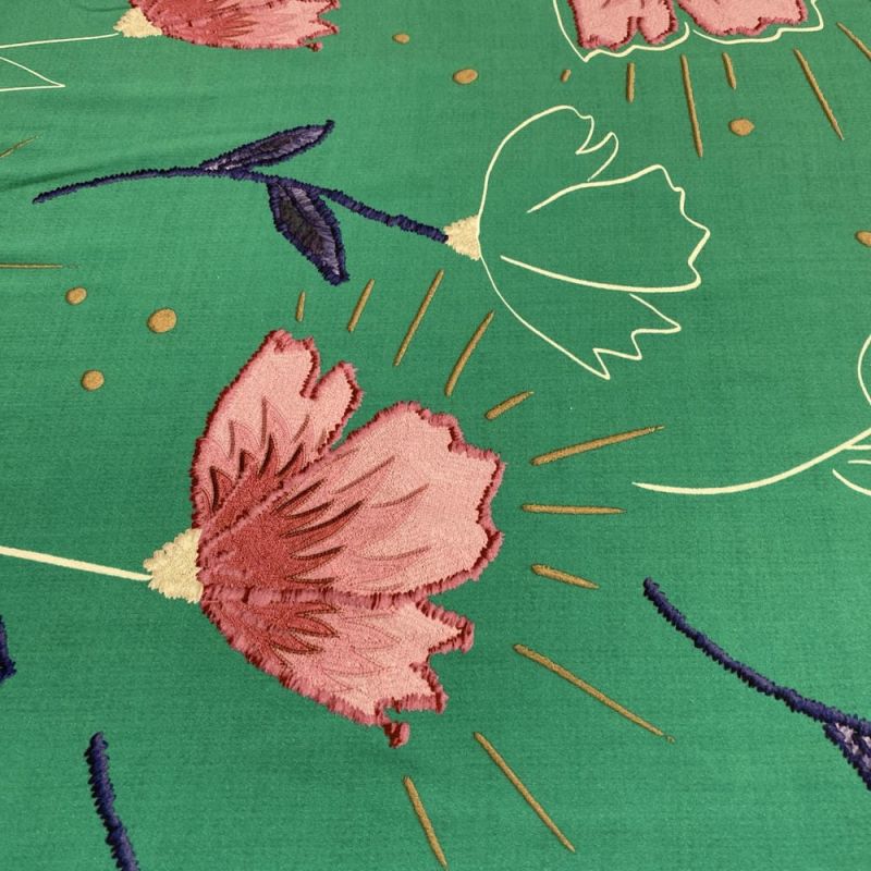 Tecido Viscose Estampada Flores Fundo Verde • Luema Tecidos