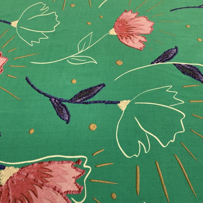Tecido Viscose Estampada Flores Fundo Verde • Luema Tecidos