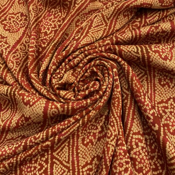 Tecido Viscoseda Estampada Bege e Marrom • Luema Tecidos