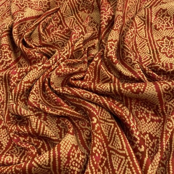 Tecido Viscoseda Estampada Bege e Marrom • Luema Tecidos