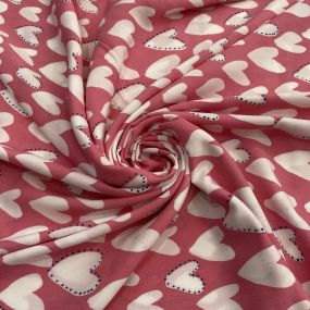 Tecido Viscose Estampada Corações Fundo Pink Tecido Viscose Estampada Corações Fundo Pink • Luema Tecidos