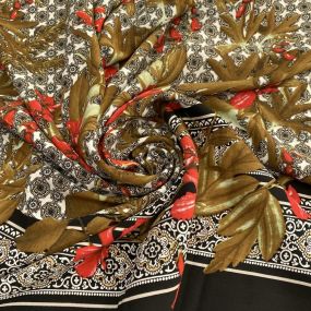 Tecido Viscose Barrada Preto e Floral Tecido Viscose Barrada Preto e Floral • Luema Tecidos