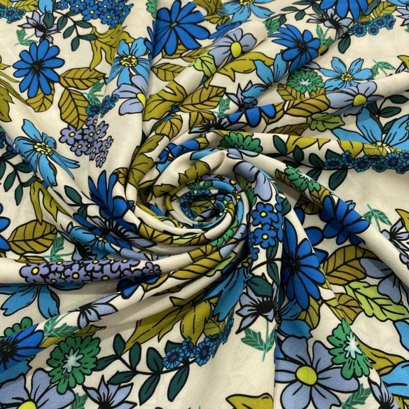 Tecido Viscose Estampada Floral Tons de Verde • Luema Tecidos