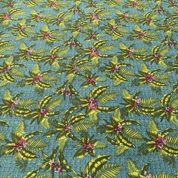 Tecido Liganete Estampada Folhagens Verde e Cinza • Luema Tecidos