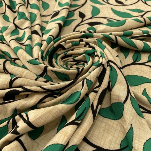 Tecido Liganete Estampada Raminhos Fundo Bege • Luema Tecidos Tecido Liganete Estampada Raminhos Fundo Bege • Luema Tecidos