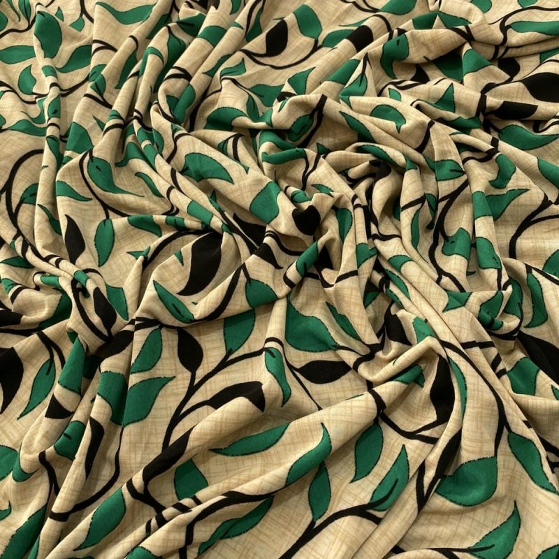 Tecido Liganete Estampada Raminhos Fundo Bege • Luema Tecidos Tecido Liganete Estampada Raminhos Fundo Bege • Luema Tecidos