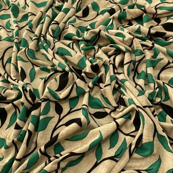 Tecido Liganete Estampada Raminhos Fundo Bege • Luema Tecidos Tecido Liganete Estampada Raminhos Fundo Bege • Luema Tecidos