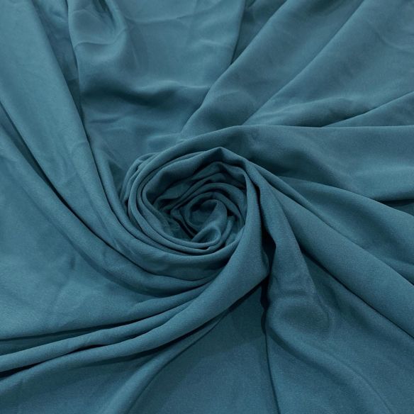 Tecido Crepe de Chine Seda Pura Azul Dust • Luema Tecidos