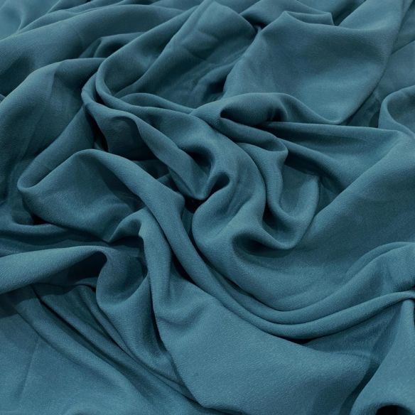 Tecido Crepe de Chine Seda Pura Azul Dust • Luema Tecidos