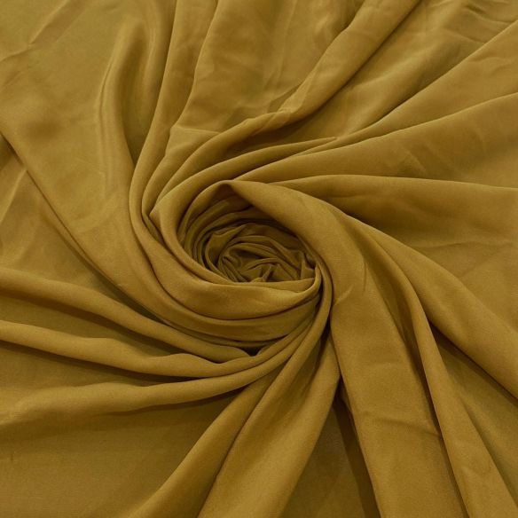 Tecido Crepe de Chine Seda Pura Amarelo Ocre • Luema Tecidos