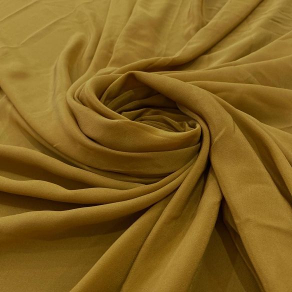 Tecido Crepe de Chine Seda Pura Amarelo Ocre • Luema Tecidos