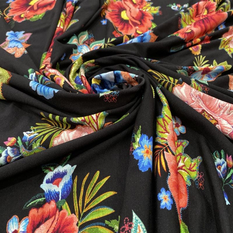 Tecido Viscolycra Estampada Flores Colorido • Luema Tecidos Tecido Viscolycra Estampada Flores Colorido • Luema Tecidos