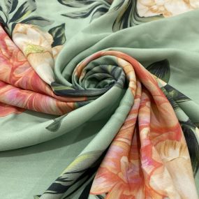 Tecido Viscose Estampada Crisantemos Vermelhos • Luema Tecidos 2