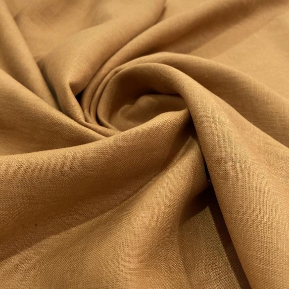 Tecido Linho Puro Bege Terroso • Luema Tecidos