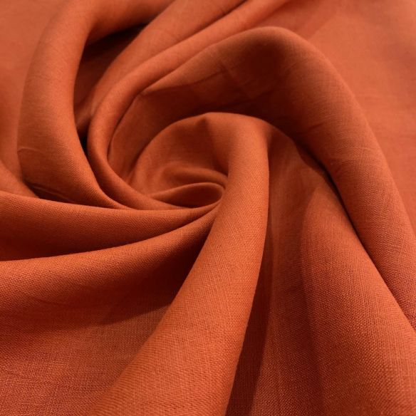 Tecido Linho Puro Marrom Ferrugem • Luema Tecidos