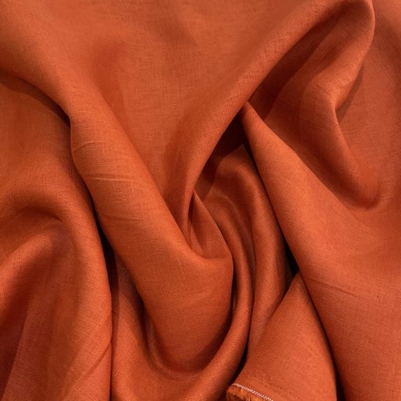 Tecido Linho Puro Marrom Ferrugem • Luema Tecidos