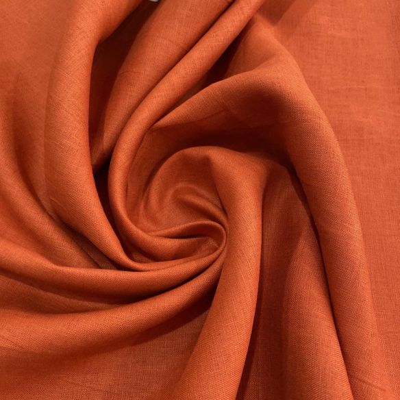 Tecido Linho Puro Marrom Ferrugem • Luema Tecidos
