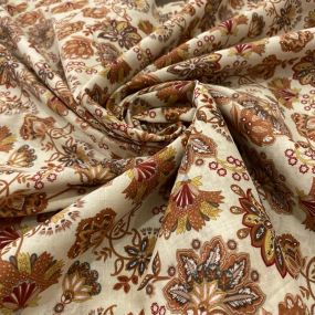 Tecido Cambraia de Algodão Floral Arabesco Marrom • Luema Tecidos 2