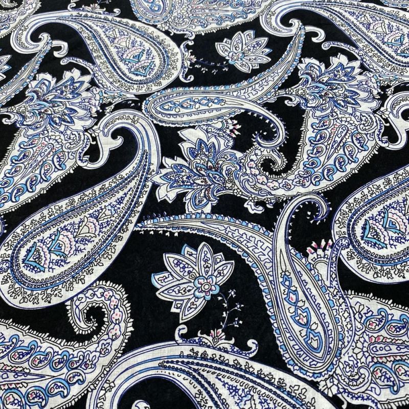 Tecido Cambraia de Algodão Arabesco Preto • Luema Tecidos