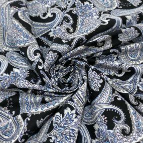 Tecido Cambraia de Algodão Arabesco Preto • Luema Tecidos