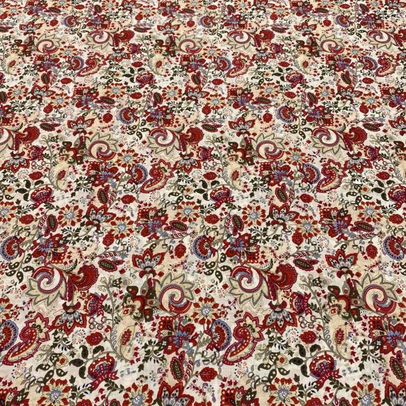Tecido Cambraia de Algodão Floral Arabesco Vermelho • Luema Tecidos