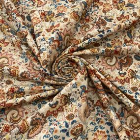 Tecido Cambraia de Algodão Floral Arabesco Azul • Luema Tecidos