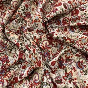 Tecido Cambraia de Algodão Floral Arabesco Vermelho • Luema Tecidos 2
