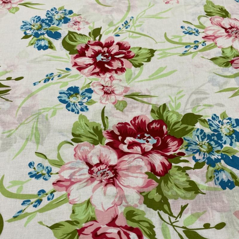 Tecido Cambraia de Algodão Floral Colorido • Luema Tecidos