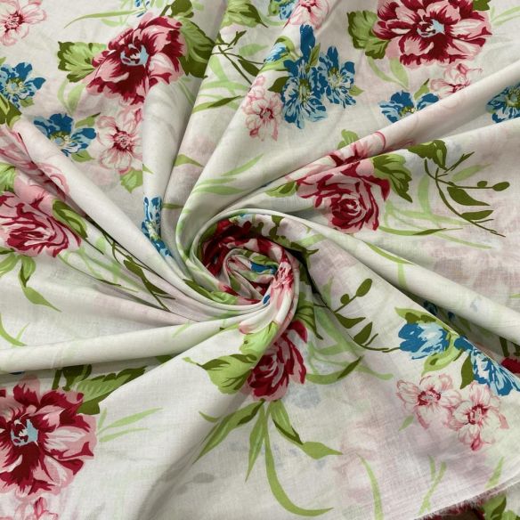 Tecido Cambraia de Algodão Floral Colorido • Luema Tecidos