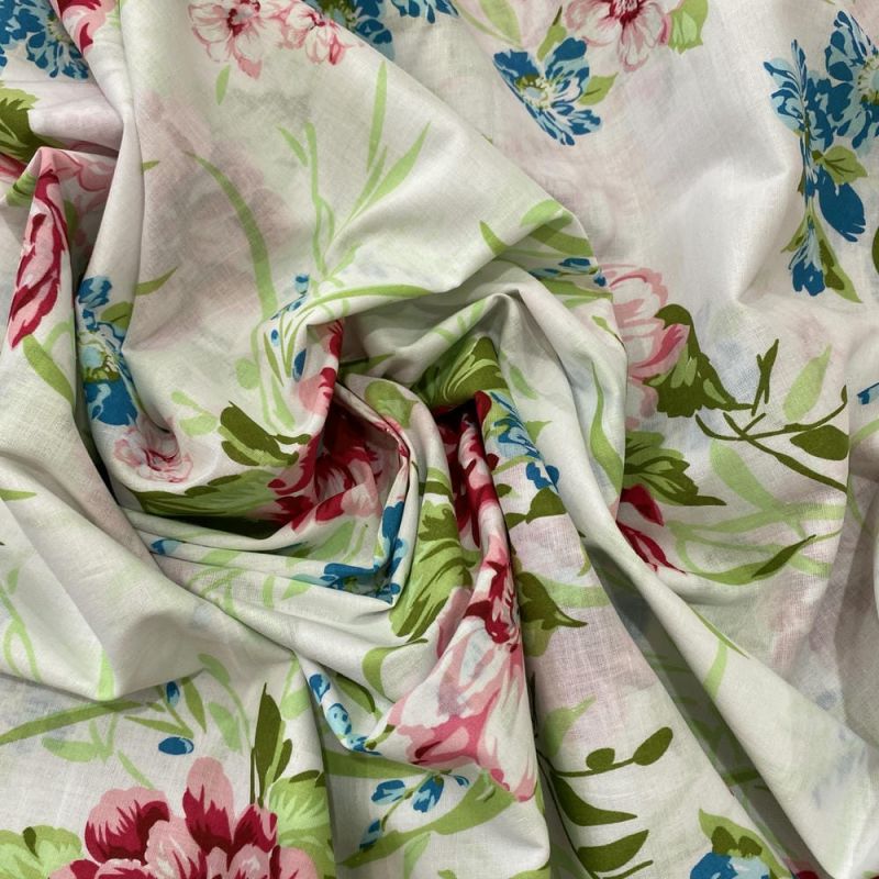 Tecido Cambraia de Algodão Floral Colorido • Luema Tecidos