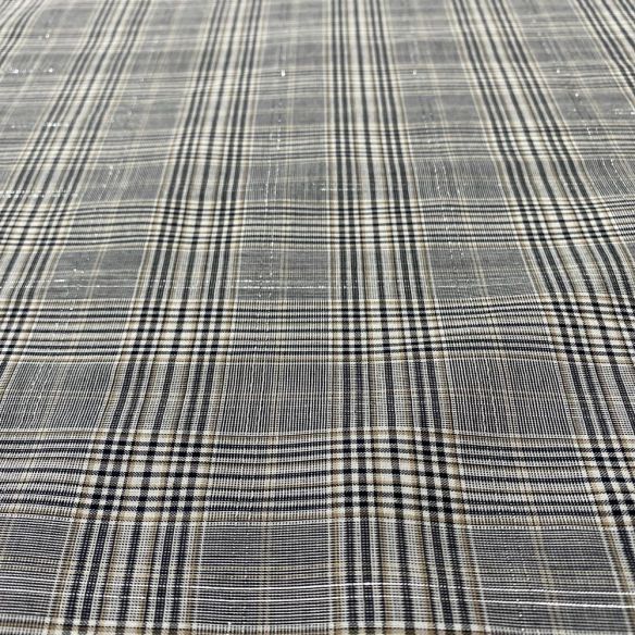 Tecido Cambraia de Algodão Xadrez P&B Com Lurex • Luema Tecidos