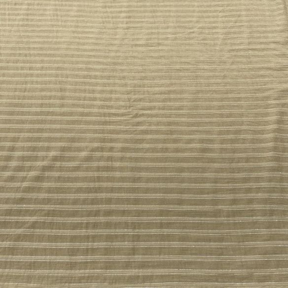 Tecido Cambraia de Algodão Listrado Marrom Com Lurex • Luema Tecidos