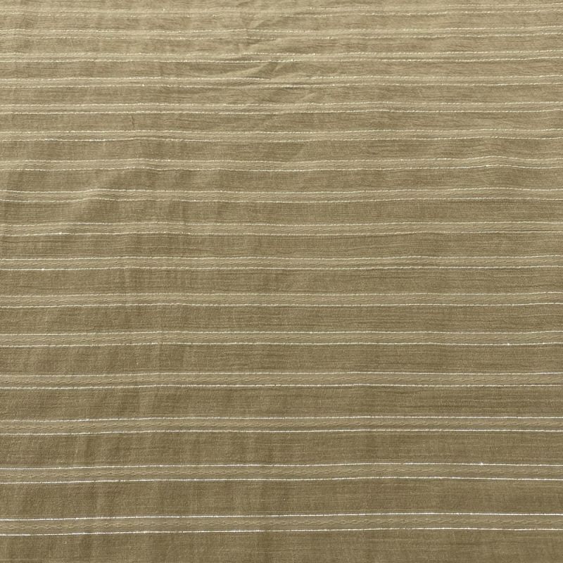 Tecido Cambraia de Algodão Listrado Marrom Com Lurex • Luema Tecidos