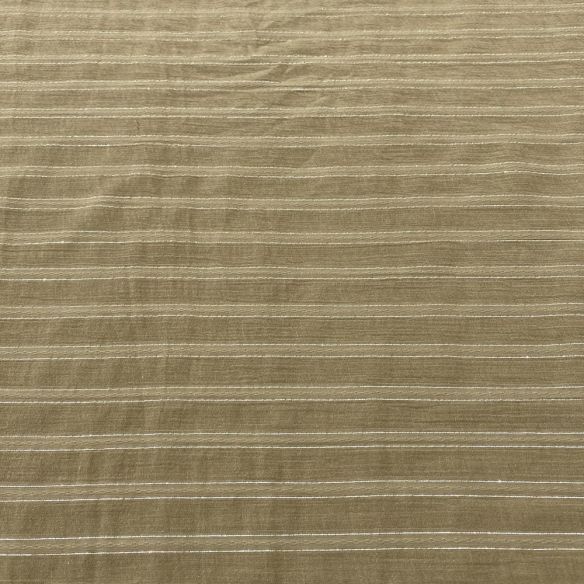 Tecido Cambraia de Algodão Listrado Marrom Com Lurex • Luema Tecidos