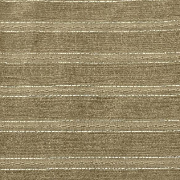 Tecido Cambraia de Algodão Listrado Marrom Com Lurex • Luema Tecidos