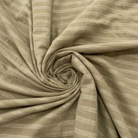 Tecido Cambraia de Algodão Listrado Marrom Com Lurex • Luema Tecidos