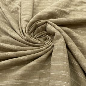 Tecido Cambraia de Algodão Listrado Marrom Com Lurex • Luema Tecidos 2