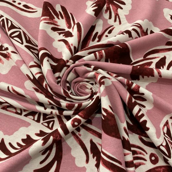 Tecido Linho Misto Estampado Coqueiros Vermelho • Luema Tecidos