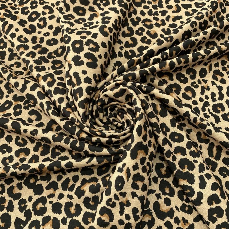 Tecido Linhão Estampado Onça Animal Print • Luema Tecidos