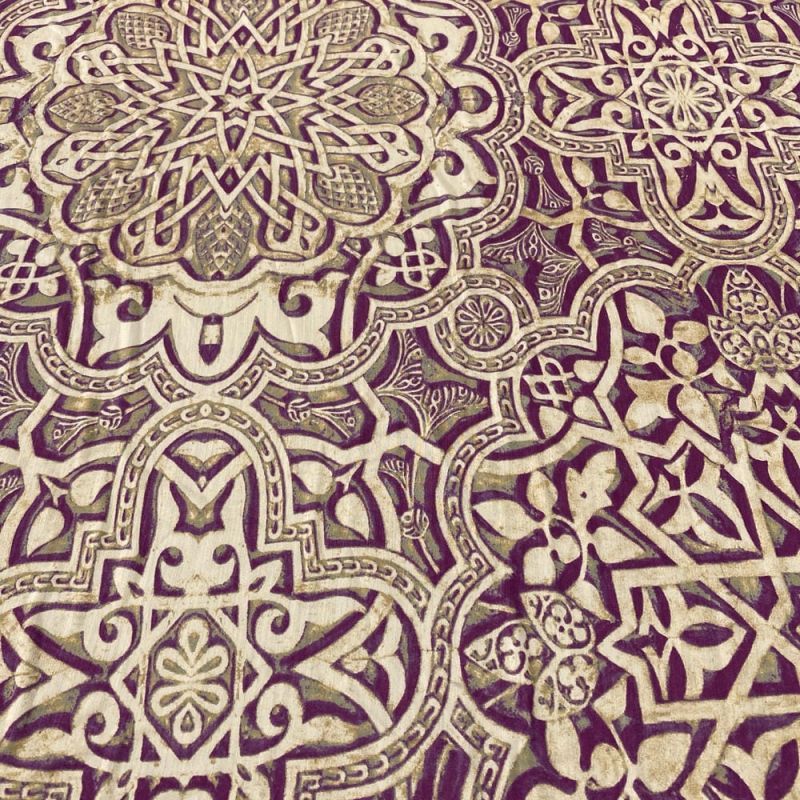 Tecido Viscoseda Estampada Roxo e Bege • Luema Tecidos