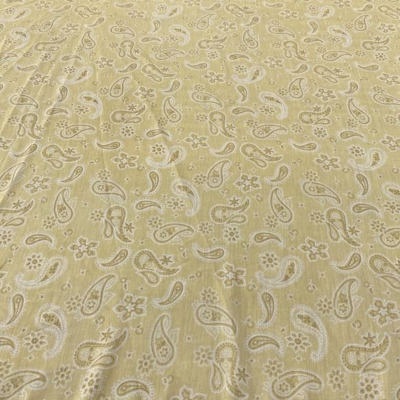 Tecido Viscoseda Estamapada Paisley Amarelo Claro • Luema Tecidos