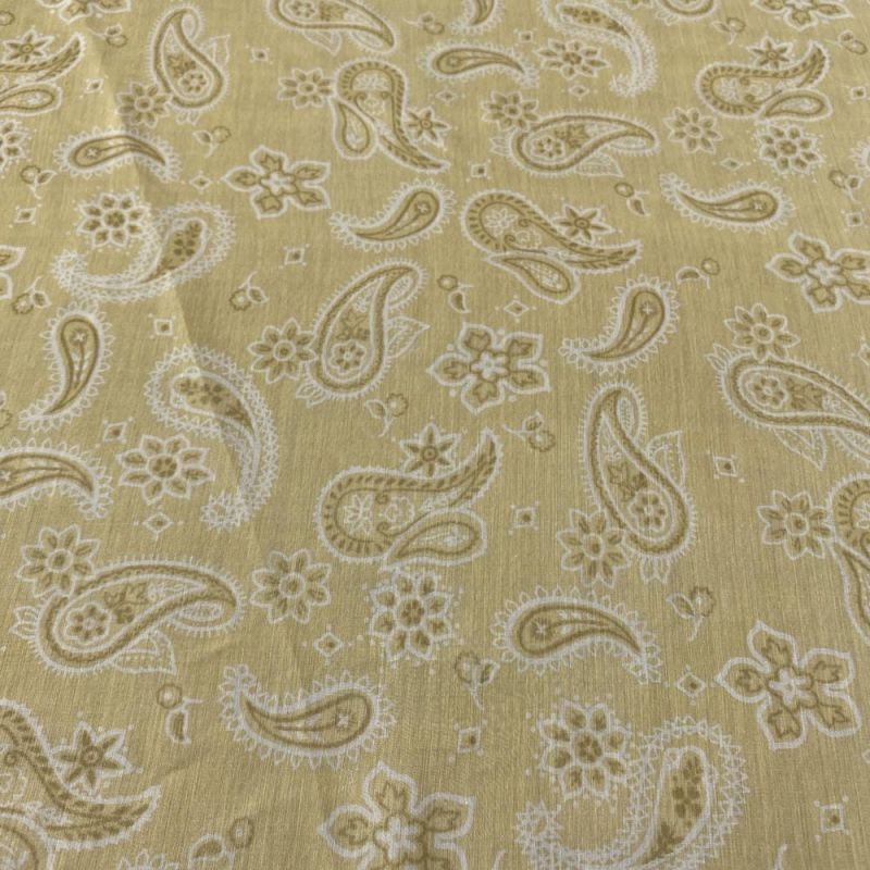 Tecido Viscoseda Estamapada Paisley Amarelo Claro • Luema Tecidos