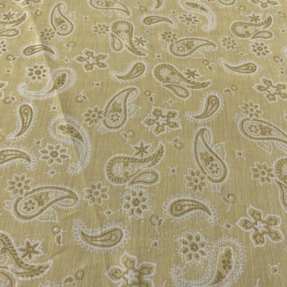 Tecido Viscoseda Estamapada Paisley Amarelo Claro • Luema Tecidos